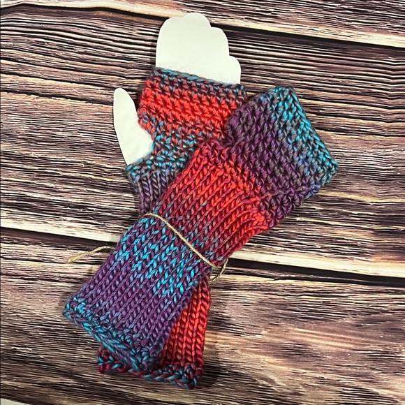 Multicolor Handmade Crochet Fingerless Gloves - Picture 2 of 2